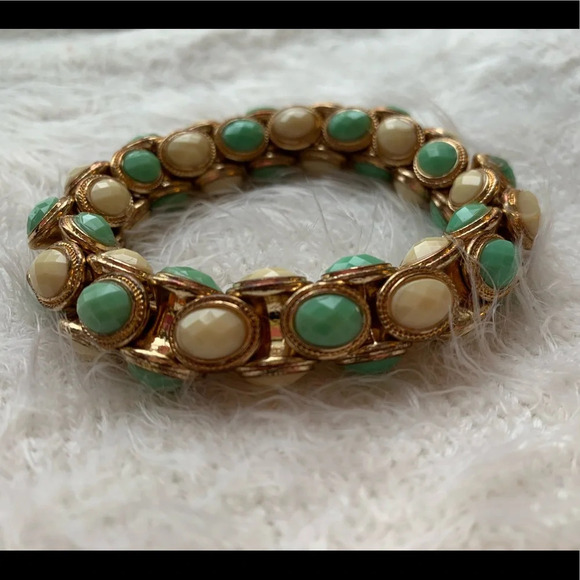 Turquoise &  Cream Cabochon bracelet - Picture 1 of 2